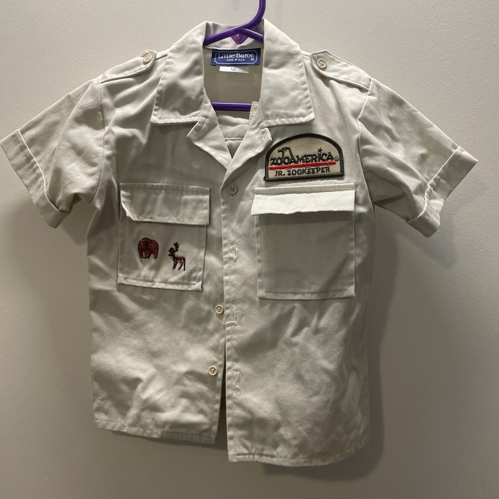 Little Baron Kids ZooAmerica Jr Zookeeper Safari Shirt Shorts costume Tan Size 4